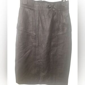 Pelle Cuir black leather straight  skirt with pockets size 8